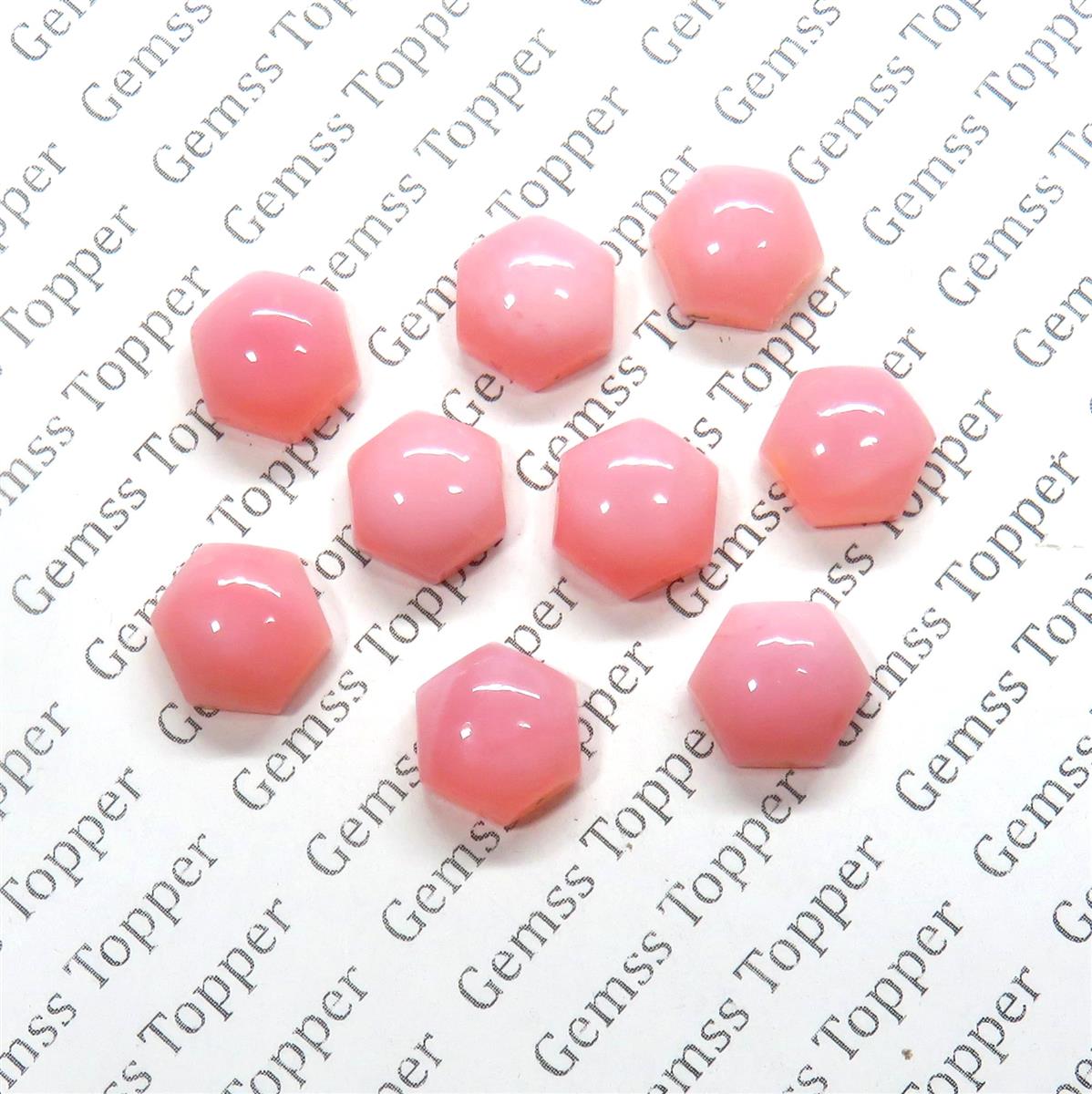 Pink Opal 8x8 mm Hexagon Cabochon